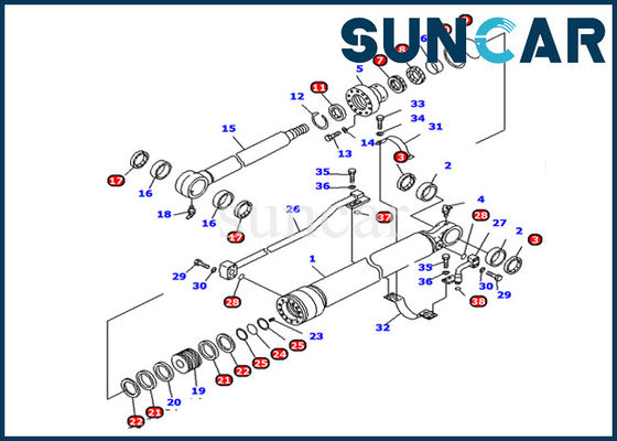 707-99-25800 piezas de Hydraulic Cylinder Inner del excavador de Kit Fits PC128US-2-A del sello del cilindro del cubo de KOMATSU
