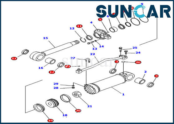 707-99-52170 destripador que sella los modelos de Kit Komatsu Cylinder Seal Repair Kit Fits D65EX-15E0