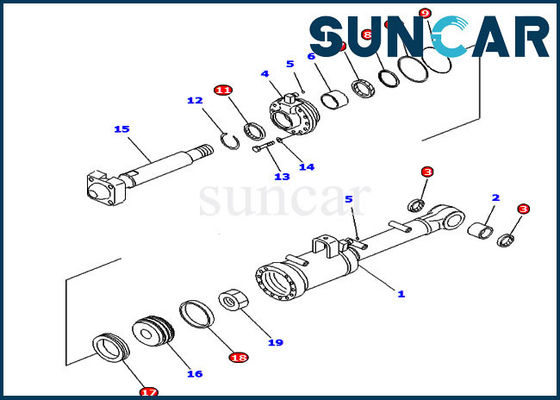 707-99-52215 lacre Kit Fits D65E-12 KOMATSU de la inclinación del equipo ISO9001 del sello de la reparación del cilindro hidráulico