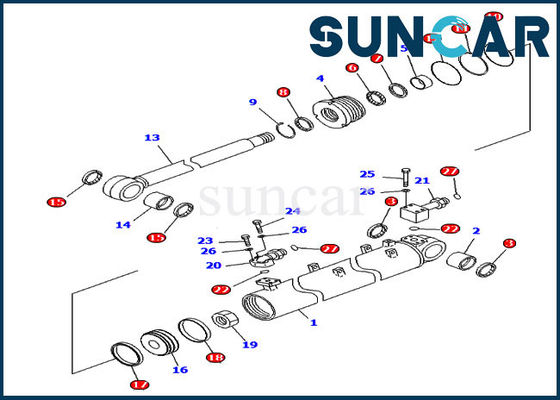707-99-40120 dormilones de la correa eslabonada que arreglan el sello Kit Fits Komatsu Parts Models D65EX-15E0 del cilindro