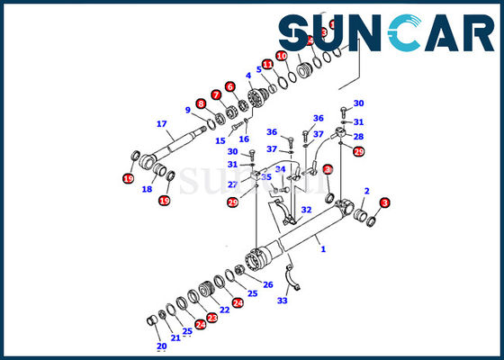 707-99-36290 1r excavador Inner Replacement de Kit Fits Komatsu PC120 PW130 del sello del cilindro del auge