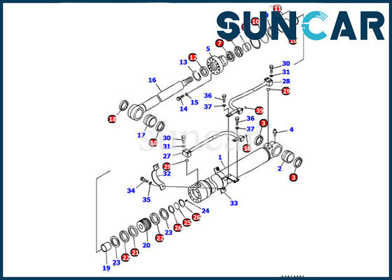 707-99-37340 equipo interno de la junta del lacre de la reparación de Kit Komatsu Excavator PC128US-2-A del sello del cilindro del auge