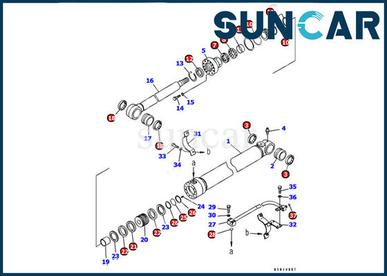 Piezas de reparación internas del excavador de KOMATSU PC128US-2-AC del equipo 707-99-37350 del sello del cilindro del auge