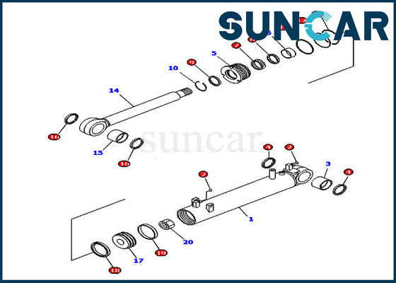 D85EX-15 D85EX-15E0 modela 707-99-43250 KOMATSU que arregla el equipo de reparación inclinable del sello del cilindro