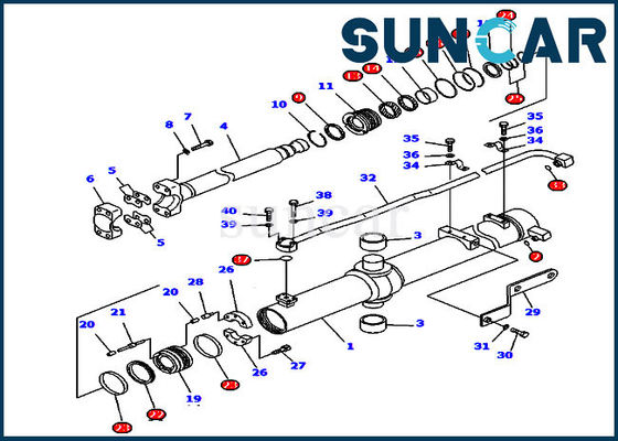 707-99-24555 dormilones de la correa eslabonada de Kit For D85C-21 KOMATSU del sello de la reparación del cilindro del peso contrario