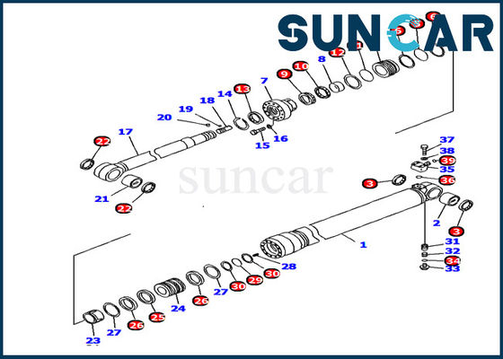 Excavador hidráulico Repair Kits Fits KOMATSU PC128US-2-AC del equipo 707-99-44390 del sello del cilindro del brazo