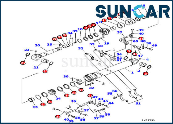 PC1250SP-7 modela el equipo de Kit Komatsu Excavator Inner Repair del sello del cilindro del cubo de 707-99-67840 KOMATSU