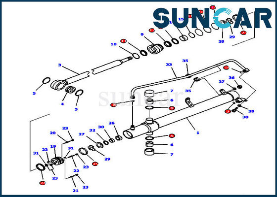 707-99-26730 sello Kit For Models D65EX-16 D65PX-16 KOMATSU del cilindro de la elevación de la cuchilla del dormilón