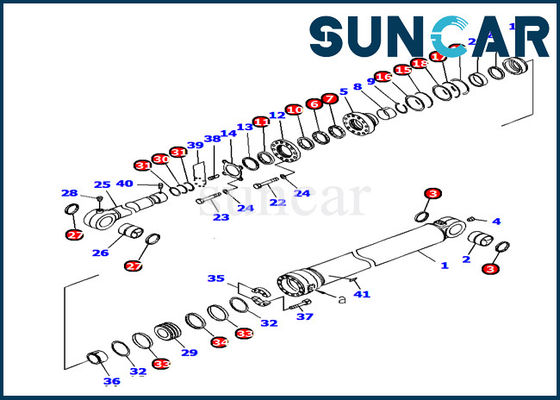 Excavador Model de Kit Inner Repair Service Kit PC1250-7 del sello del cilindro del cubo de KOMATSU 707-99-72380