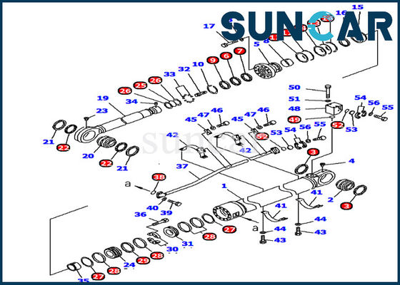 707-99-89250 modelo Inner Repair Kit del excavador de Kit Fits PC1250-7 del sello del cilindro del brazo de KOMATSU