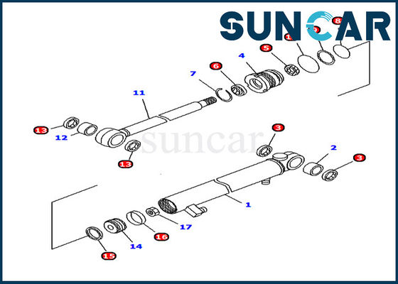 707-98-04640 reemplazo interno de las piezas de Kit Komatsu PC12R-8 del sello de la resistencia de Arm Cylinder Oil del excavador