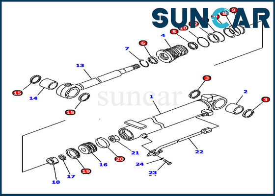 707-98-10880 servicio Kit Model Repair Parts del equipo PC12R-8 KOMATSU del sello del reemplazo del cilindro del auge