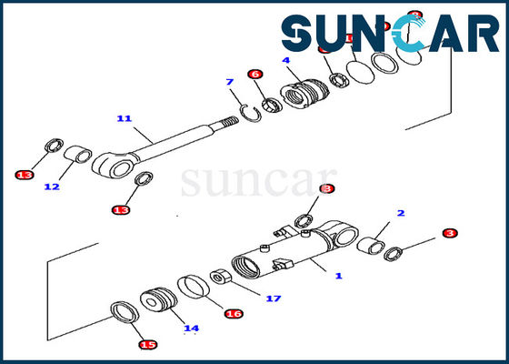 Servicio hidráulico Kit Machinery Sealing Kit del cilindro de cuchilla de Komatsu 707-98-11300 del excavador PC12R-8