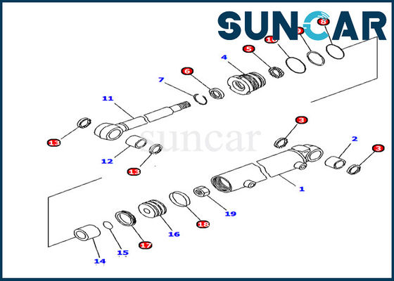Excavador Repair Kit del equipo PC12R-8 del sello del cilindro del oscilación del auge de la resistencia de aceite de KOMATSU 707-98-11330