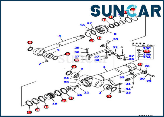 PC128UU-1 cilindro del brazo del excavador 707-99-38710 KOMATSU que sella a Kit Equipment Inner Parts