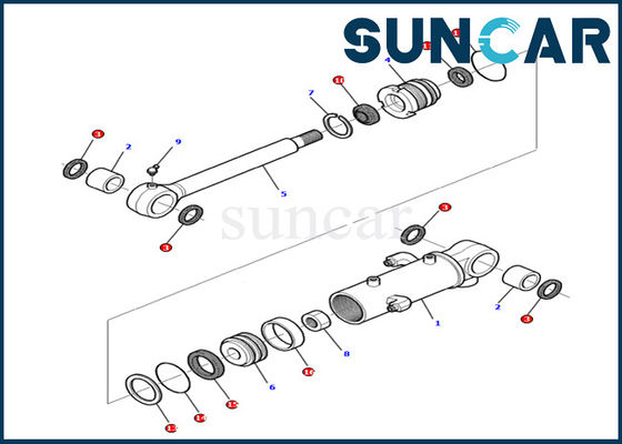 Equipo interno del servicio de las piezas de Kit Fits Excavator Machinery PC12R-8 del sello del cilindro de cuchilla de KOMATSU 878000379
