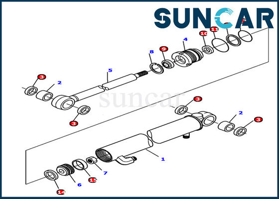 878000500 equipo de la junta de los ajustes PC12R-8 de las piezas de Kit Komatsu Hydraulic Cylinder Spare del sello del cilindro del brazo
