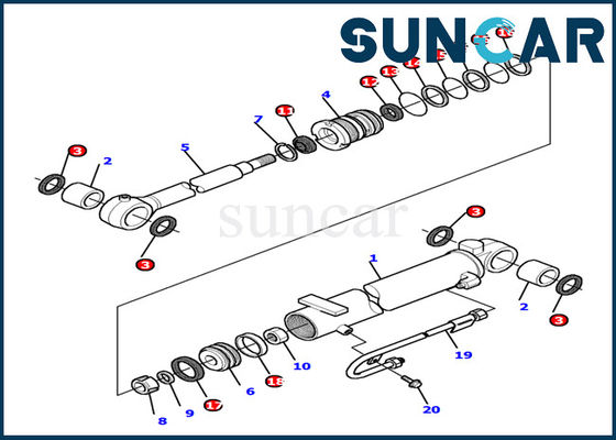 Servicio Kit Fits Excavator PC12R-8 de Kit Komatsu Inner Part Excavator del sello del cilindro de 878000503 auges