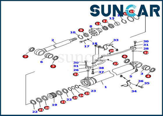 707-99-37180 modelo interno de Service Kit Boom Cylinder Seal Kit PC130-8 del excavador de la pieza de KOMATSU