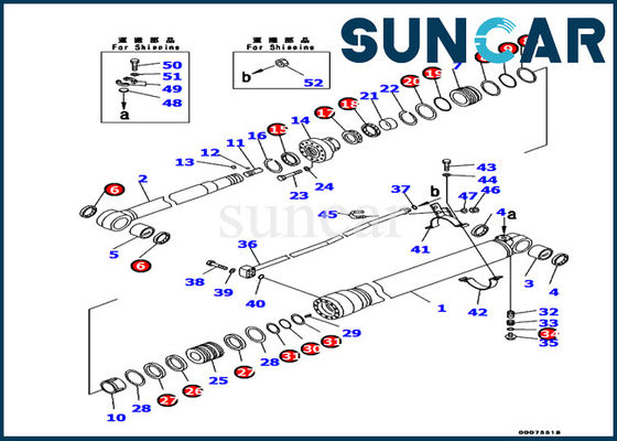 707-99-37190 las piezas internas de KOMATSU ajustan el sello Kit Arm Cylinder Service Kit PC130-8 del cilindro