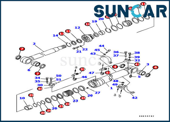 PC180LC-7-E0 KOMATSU 707-99-38760 piezas internas del sello de aceite de Kit Excavator Service Kit del sello del cilindro del auge