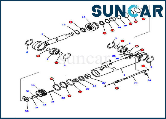 707-99-36720 reparación Kit Fits D65EX-16 D65PX-16 KOMATSU del sello del cilindro del ángulo de cuchilla del dormilón