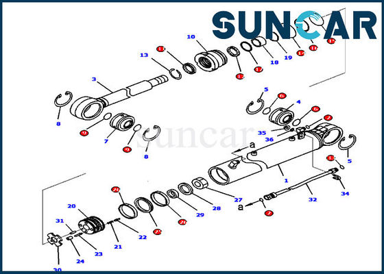 Equipo de reparación del cilindro de KOMATSU del dormilón del equipo 707-99-36680 del lacre del cilindro del ángulo D65WX-16