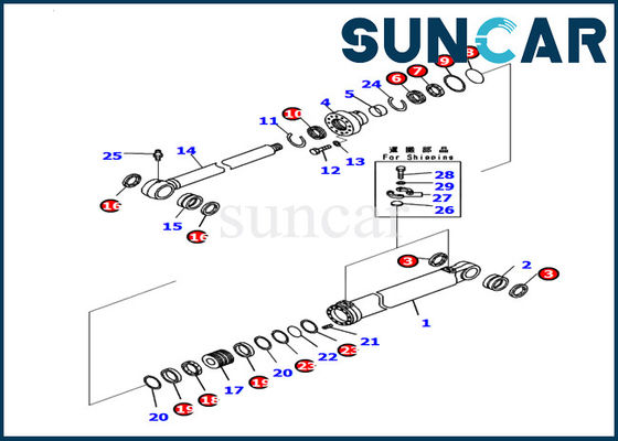 707-99-53310 equipo del servicio de Kit Komatsu Work Equipment Excavator PC130-8 del sello del cilindro del auge