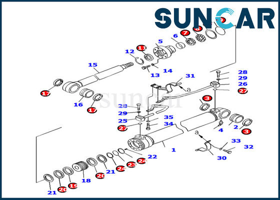 707-99-27460 cilindro del auge de KOMATSU que sella piezas internas de la maquinaria de Kit Oil Resistance PC130F-7