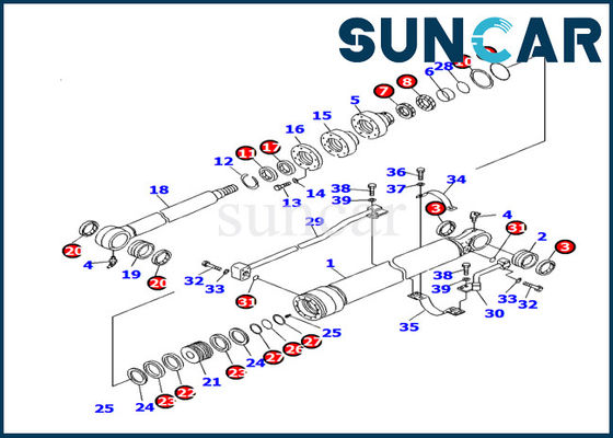 707-99-27470 excavador Replacement de Kit Seal Repair Kit For PC130F-7 del servicio del cilindro del cubo de KOMATSU