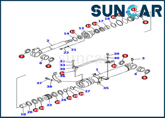 707-99-38450 cilindro del auge que sella el excavador Replacement Kits de Kit Komatsu PC138US-8