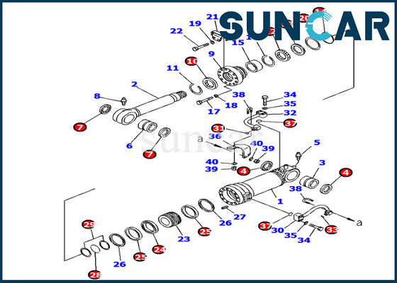 707-99-38790 equipo de Inner Parts Repair del excavador de Kit Komatsu PC138US-8 del sello del cilindro de la elevación de la cuchilla