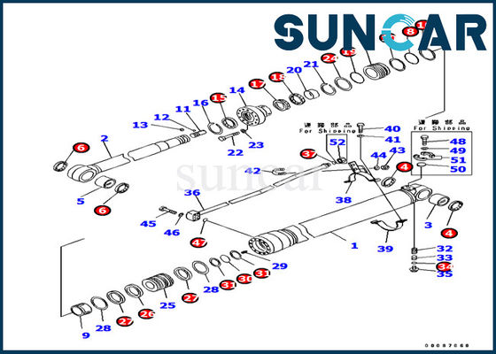707-99-38820 sello Kit Machinery Repair Kit del cilindro de Inner Parts Arm del excavador de KOMATSU PC138US-8