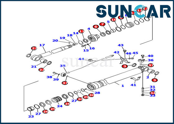 Excavador Inner Parts Service Kit Replacement del equipo PC130F-7 del sello del cilindro del brazo de KOMATSU 707-99-45180