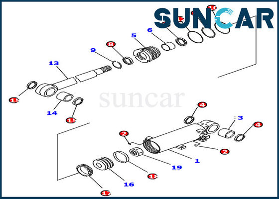 707-98-13900 modelo de Kit Fits Excavator PC14R-2 PC16R-3 PC18MR-3 del sello del cilindro de la elevación de la cuchilla de KOMATSU