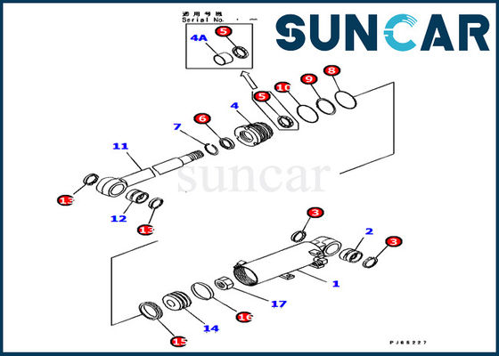 707-98-12650 excavador Replacement Seal Kit de Kit Fits PC15MR-1 del servicio del cilindro de cuchilla de KOMATSU