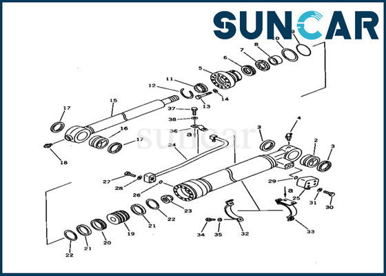 707-98-37110 cilindro hidráulico que sella el equipo interno del servicio del cilindro del cubo de las piezas de Kit Komatsu PC150-5