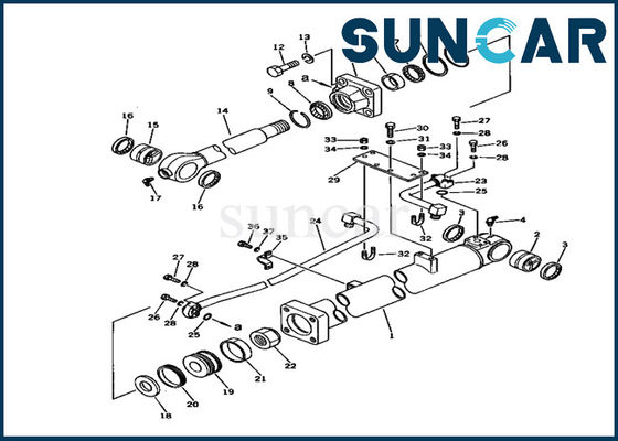 707-98-37510 modelo Repair Service Kit del excavador de los equipos PC150LC-1 del sello del cilindro del cubo de KOMATSU