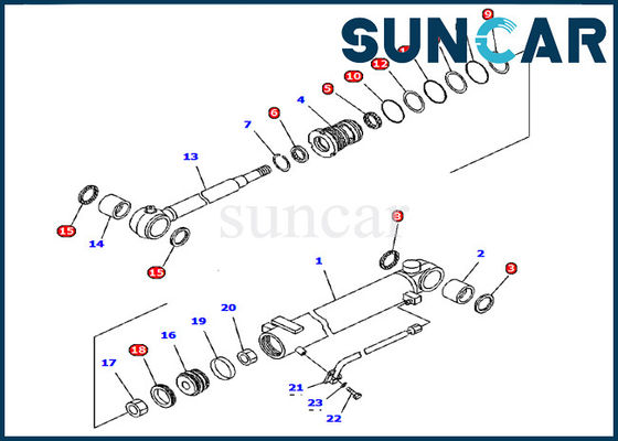 707-98-12330 equipo de Inner Parts Service del modelo de Kit Komatsu Excavator PC15R-8 del sello del cilindro del auge