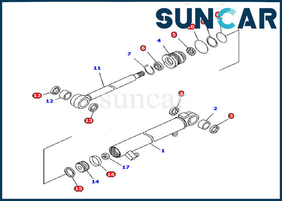 Excavador PC15R-8 de los equipos del sello del cilindro del brazo de la resistencia de aceite del equipo 707-98-13960 del servicio de KOMATSU
