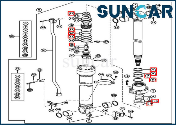 Piezas hidráulicas de Kit For Excavator 2154D 225CLC JOHN DEERE del sello del cilindro del brazo AH225135