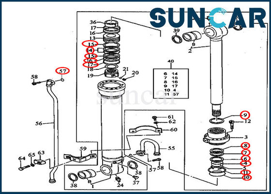 Excavador Cylinder Repair Kits del equipo 240DLC del sello del cubo de 200CLC JOHN DEERE AT196469