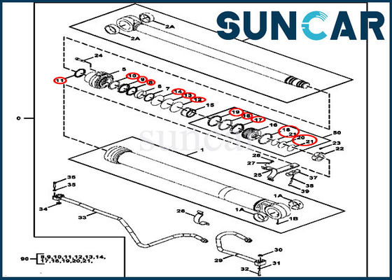 Maquinaria de construcción de Arm Cylinder Seal Kit Fits 300GLC JOHN DEERE del excavador FYA00006594