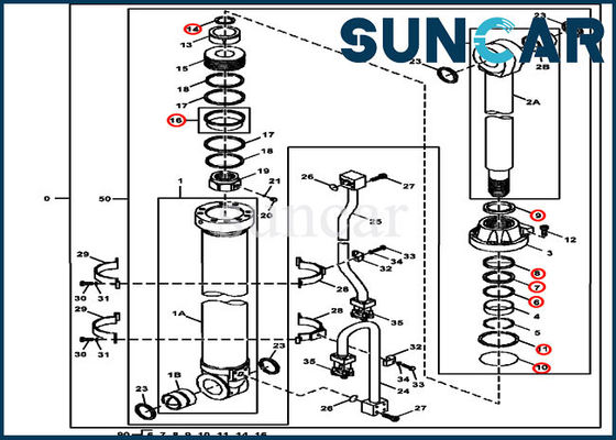 John Deere 4653041 modelos compatibles del equipo de Kit Hydraulic Service Kit Fits 470GLC del sello del brazo