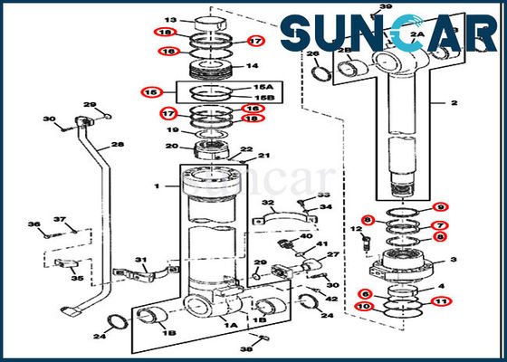 Piezas de recambio del cilindro del equipo de reparación del sello del cubo FYA00001401 370C 450CLC Deere