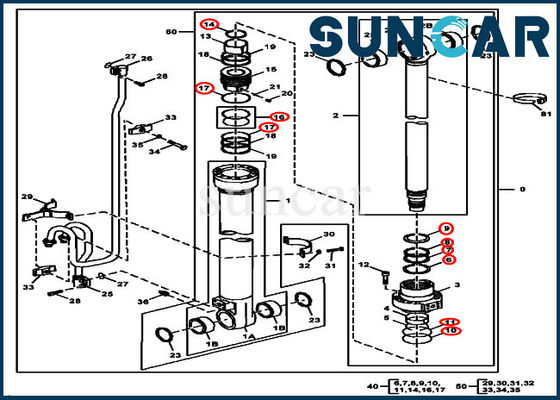 4662891 excavador de Kit For 160DLC 180GLC 160GLC del sello de John Deer Boom Hydraulic Cylinder
