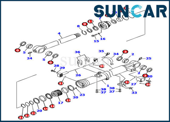 Equipo de aislamiento hidráulico del equipo PC160LC-7 KOMATSU del sello del cilindro del cubo de los recambios 707-99-37290
