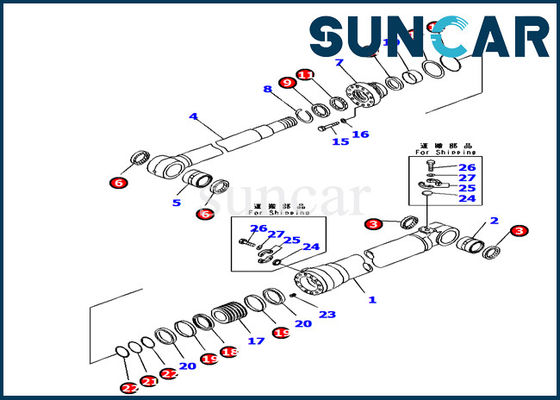 707-99-66310 el auge ajusta el excavador Rubber Repair Kit de Kit For Komatsu PC160LC-7K del sello del cilindro
