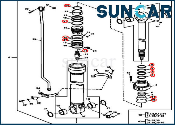 Sello Kit Fits Models 190DW 180GLC JOHN DEERE de la reparación de Arm Cylinder 4667663 del excavador
