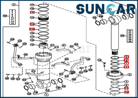 ISO9001 cilindro de colocación del sello 4662878 hidráulicos que sella a Kit Excavator John Deere Kits